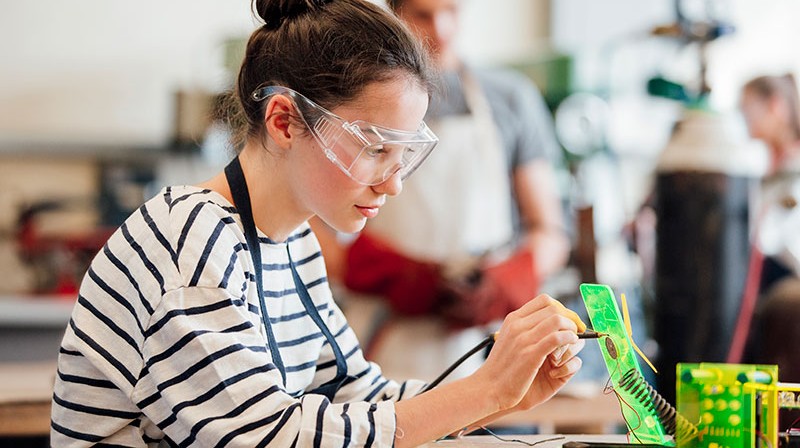 young engineering students learning on the job